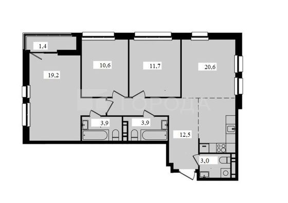 Продажа 3-комнатной квартиры 86,8 м², 16/22 этаж