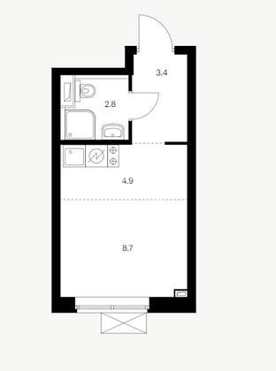 Продажа квартиры-студии 19,8 м², 21/33 этаж