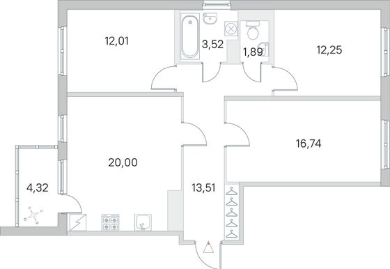 Продажа 3-комнатной квартиры 82,1 м², 2/5 этаж