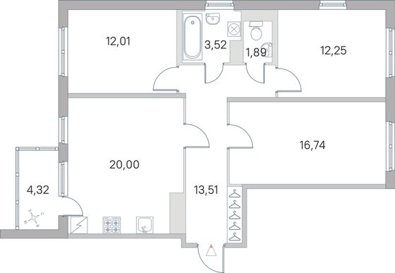 Продажа 3-комнатной квартиры 82,1 м², 3/5 этаж