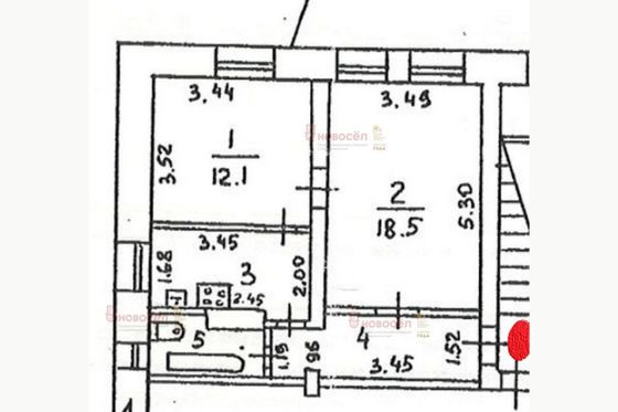 Продажа 2-комнатной квартиры 46 м², 1/2 этаж