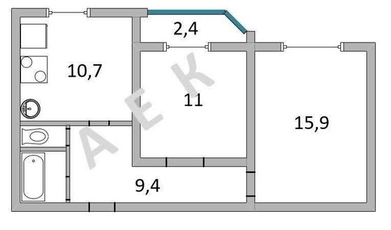 Продажа 2-комнатной квартиры 50,5 м², 9/12 этаж