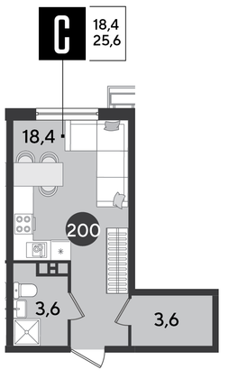 Продажа квартиры-студии 25,6 м², 7/9 этаж