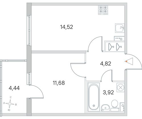 Продажа 1-комнатной квартиры 36,3 м², 1/4 этаж