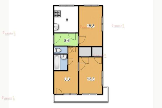 Продажа 3-комнатной квартиры 60,7 м², 3/9 этаж