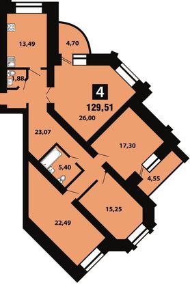 Продажа 4-комнатной квартиры 129,5 м², 3/16 этаж