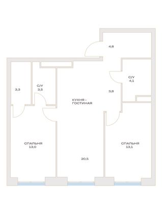 Продажа 2-комнатной квартиры 66,5 м², 13/23 этаж