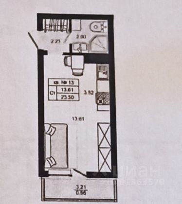 Продажа квартиры-студии 22,7 м², 2/4 этаж