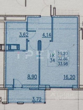 Продажа 1-комнатной квартиры 34 м², 11/12 этаж