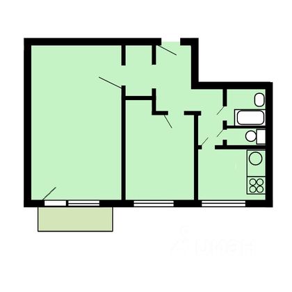 Продажа 2-комнатной квартиры 45,2 м², 2/12 этаж