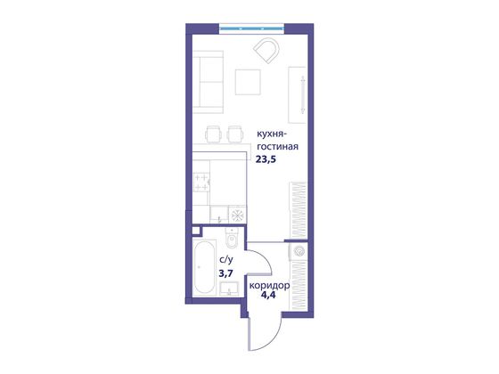Продажа квартиры-студии 31,6 м², 21/25 этаж