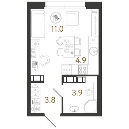 23,6 м², студия, 11/14 этаж