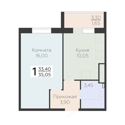 Продажа 1-комнатной квартиры 35 м², 2/18 этаж