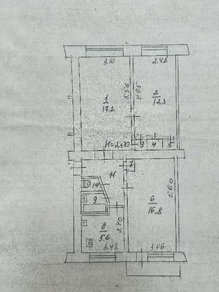 Продажа 3-комнатной квартиры 61,3 м², 5/6 этаж