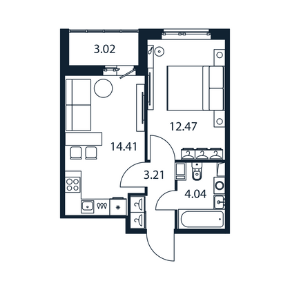 Продажа 1-комнатной квартиры 35,6 м², 9/12 этаж