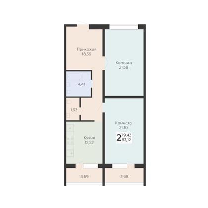 Продажа 2-комнатной квартиры 83,1 м², 1/11 этаж