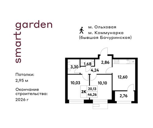 Продажа 2-комнатной квартиры 46,3 м², 6/16 этаж