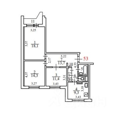 Продажа 3-комнатной квартиры 72 м², 14/14 этаж