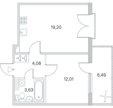 Продажа 1-комнатной квартиры 40,9 м², 4/4 этаж