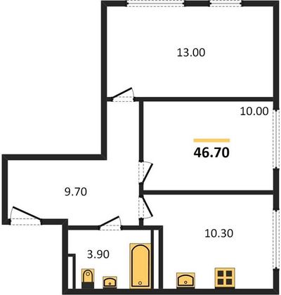 Продажа 2-комнатной квартиры 46,7 м², 15/20 этаж