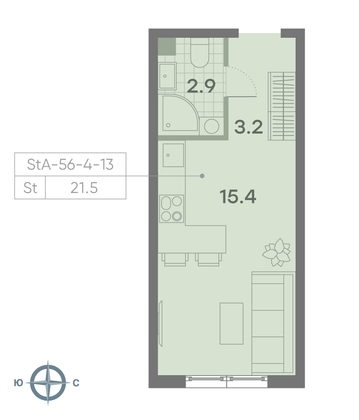 Продажа квартиры-студии 21,5 м², 11/23 этаж