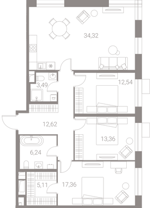 Продажа 3-комнатной квартиры 105 м², 6/11 этаж