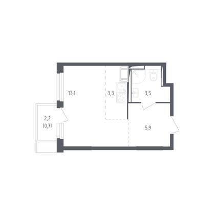 32,9 м², 1-комн. квартира, 2/17 этаж