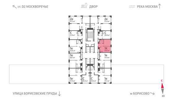 Продажа 1-комнатной квартиры 31,8 м², 12/30 этаж