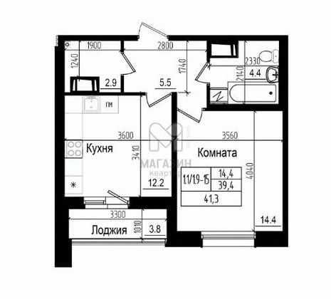 Продажа 1-комнатной квартиры 41,3 м², 13/23 этаж