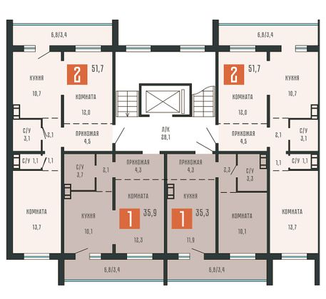 Продажа 2-комнатной квартиры 51,7 м², 9/10 этаж