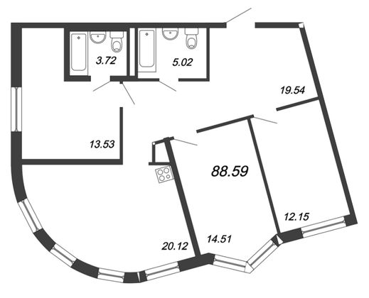 Продажа 4-комнатной квартиры 88,6 м², 2/4 этаж
