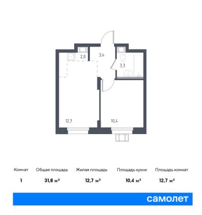 31,8 м², 1-комн. квартира, 9/17 этаж