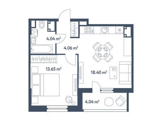 42,2 м², 1-комн. квартира, 2/25 этаж