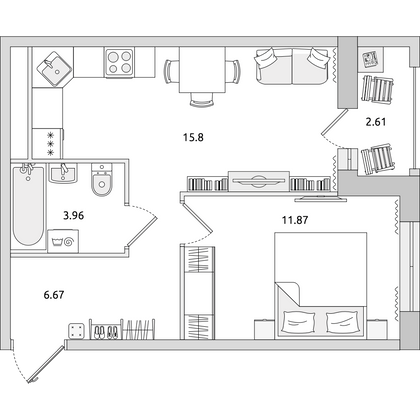 Продажа 1-комнатной квартиры 40,9 м², 11/17 этаж