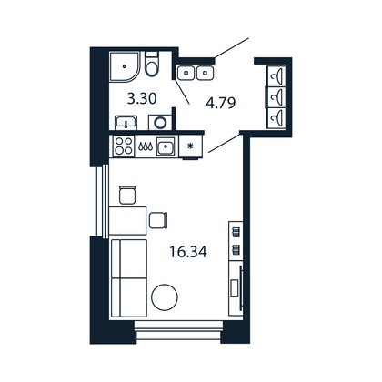 Продажа квартиры-студии 24,4 м², 2/12 этаж