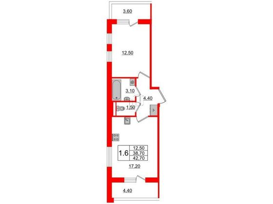 Продажа 1-комнатной квартиры 38,7 м², 1/4 этаж