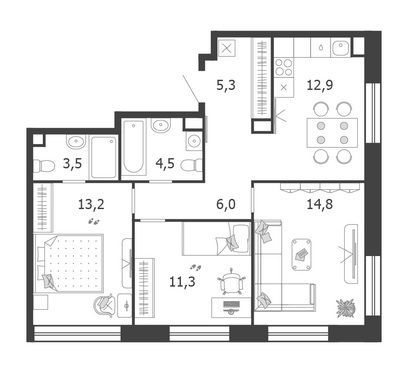 Продажа 3-комнатной квартиры 71,5 м², 14/18 этаж