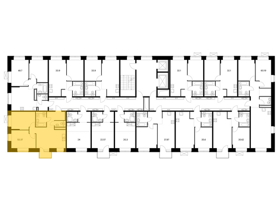 Продажа 2-комнатной квартиры 52,4 м², 2/10 этаж