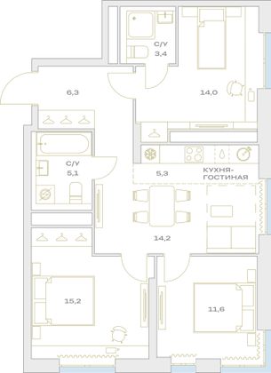 Продажа 4-комнатной квартиры 75,4 м², 16/23 этаж