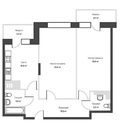 Продажа 2-комнатной квартиры 69 м², 7/25 этаж
