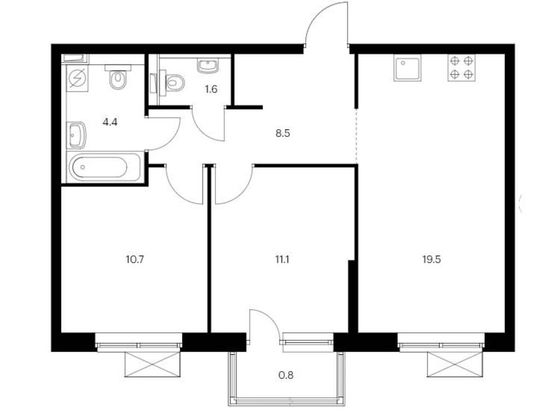 Продажа 2-комнатной квартиры 56,6 м², 14/24 этаж