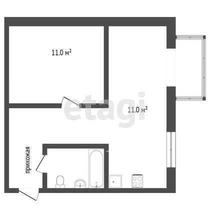 Продажа 1-комнатной квартиры 43,3 м², 4/4 этаж