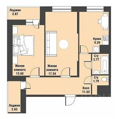 Аренда 2-комнатной квартиры 56,4 м², 4/24 этаж