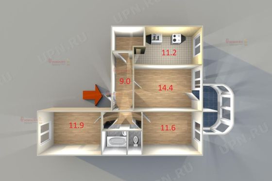 Продажа 3-комнатной квартиры 65 м², 4/10 этаж