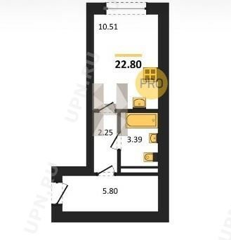 Продажа 1-комнатной квартиры 22 м², 2/3 этаж