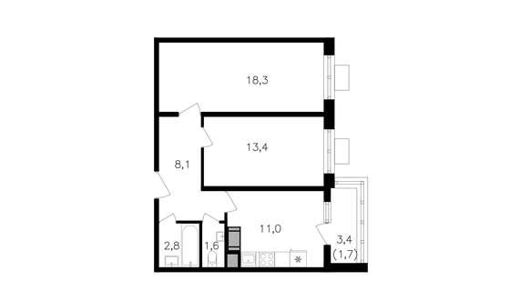 Продажа 2-комнатной квартиры 56,9 м², 21/27 этаж