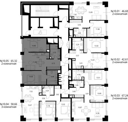 Продажа 2-комнатной квартиры 65,3 м², 10/24 этаж