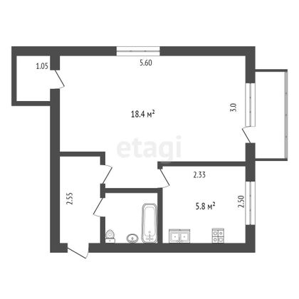 Продажа 1-комнатной квартиры 31,2 м², 3/5 этаж
