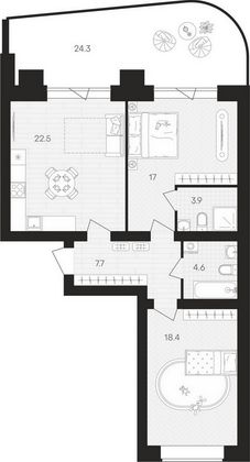 Продажа 2-комнатной квартиры 98,4 м², 1/10 этаж