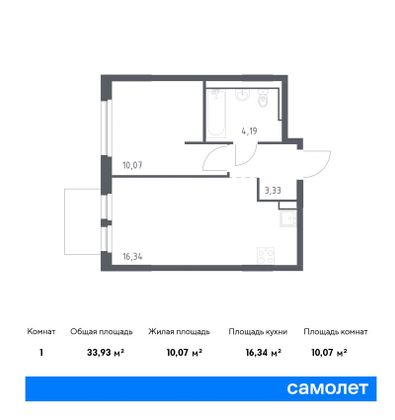 33,9 м², 1-комн. квартира, 15/15 этаж